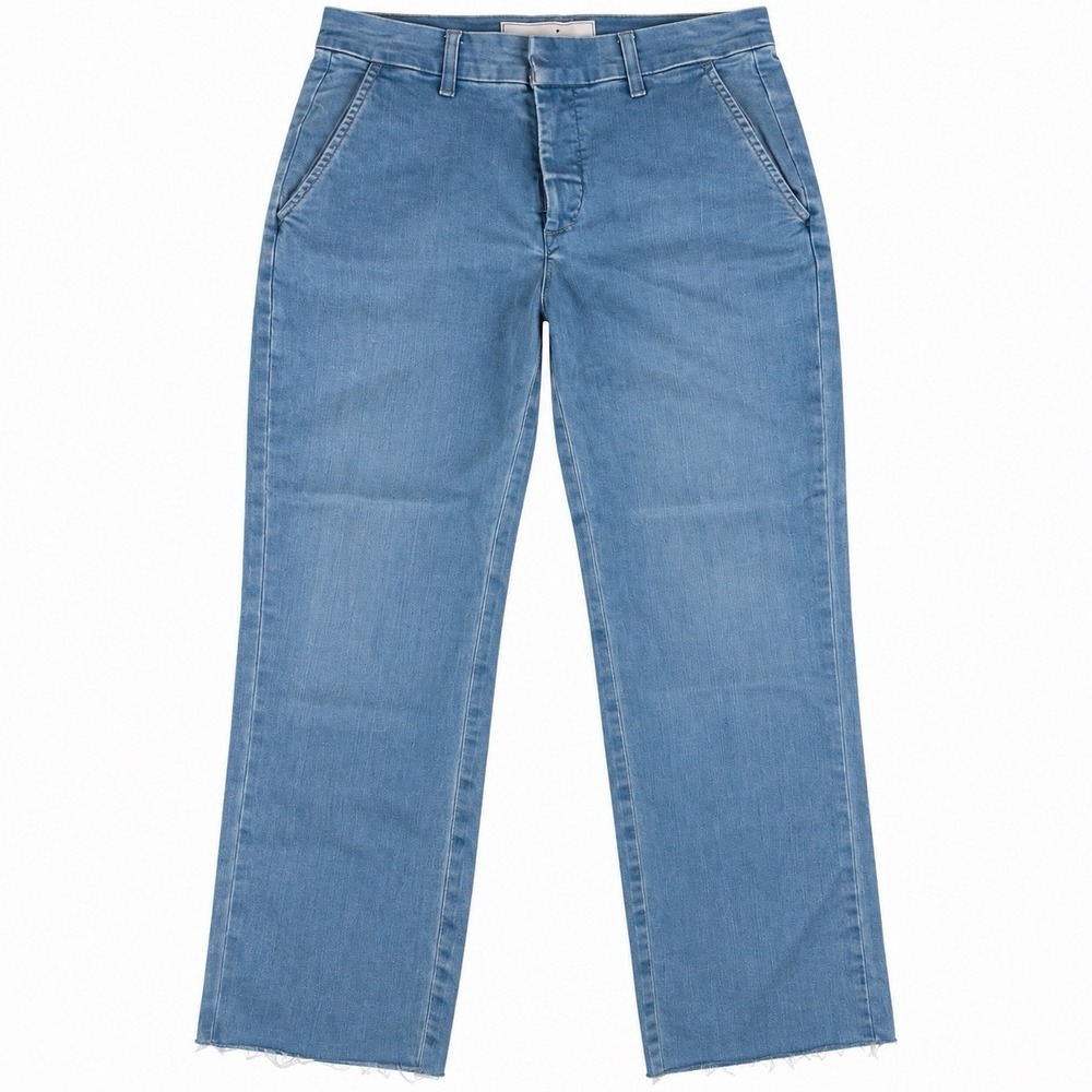 Frank & Eileen Wicklow Italian Chinos Blue Raw Hem Womens Size 4 Classic EUC